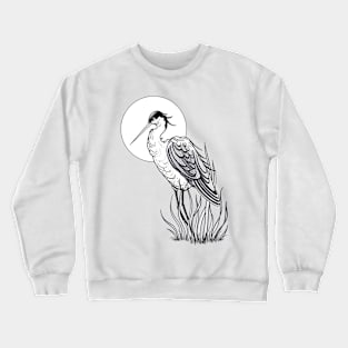 Crane tattoo style line drawing Crewneck Sweatshirt